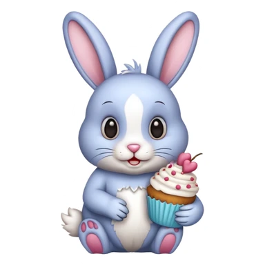 Rabbit with cupcake sticker