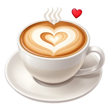 cappuccino coffee in white cup with heart latte art and foam sticker