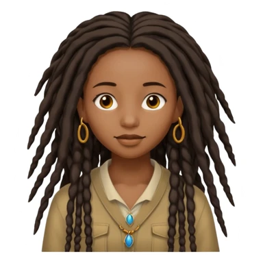 Black girl with long flowy middle parted dreads sticker