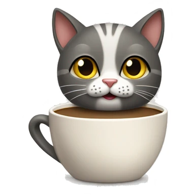 a relieved cat grabbing a tasty cup of coffee sticker