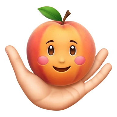 Peach emoji with hand print on it sticker