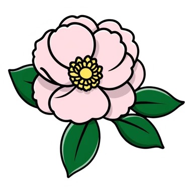 elegant red camellia japonica with glossy petals sticker