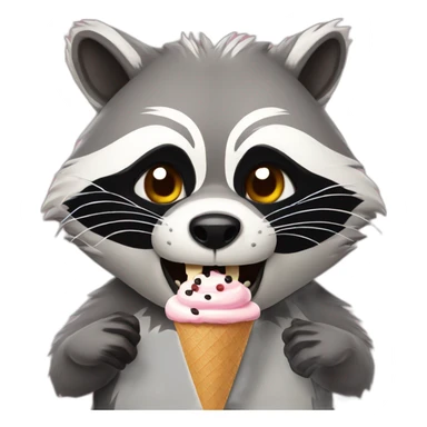 angry raccoon eat ice cream sticker