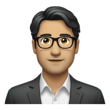 He is handsome man about 40 with black hair and eyes light skeen an he wear black glasses and suit he is employee of bank sticker