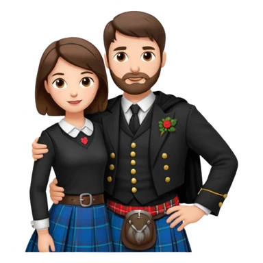 scottish man with stubble in kilt with brunette wife sticker