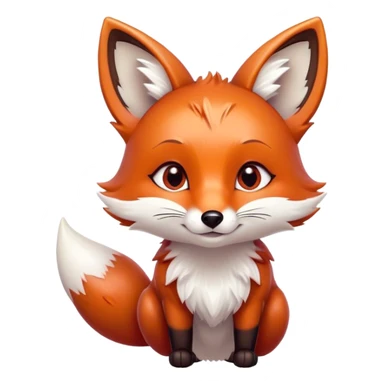 Cinematic Cute Fox Portrait Emoji, Head tilted playfully and inquisitively, featuring a glossy red Fur with delicate white accents and perky ears, round, sparkling amber eyes filled with mischievous curiosity, Simplified yet irresistibly adorable features, highly detailed, glowing with a warm, friendly glow, high shine, affectionate and lively, stylized with a touch of woodland whimsy, bright and endearing, soft glowing outline, capturing the essence of a mischievous yet loving fox, so playful it feels like it could dart out of the screen and into your arms! sticker