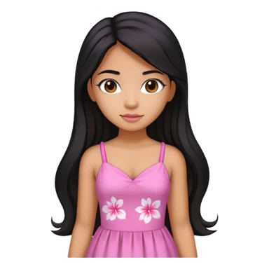 Hawaiian girl with black hair with pink highlights in hair with long hair with a sugar pink dress sticker