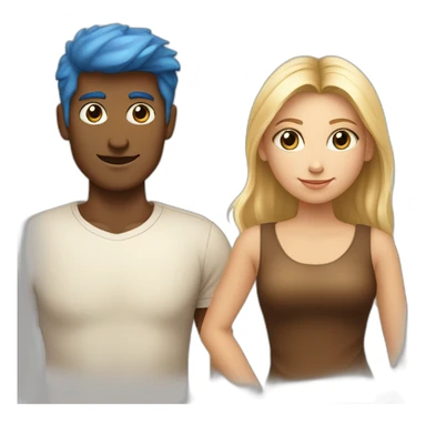 Un couple avec le garçon châtain au yeux bleus et la fille blonde au yeux marrons  sticker