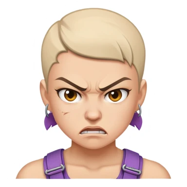 angry feminist fighter with half shaved hair sticker