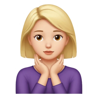 A girl putting her hands on her own neck one arm over the other sticker