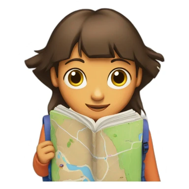Dora’s backpack with the eyes and the map sticker