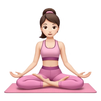 white brunette girl in light pink workout clothes stretching yoga mat sticker