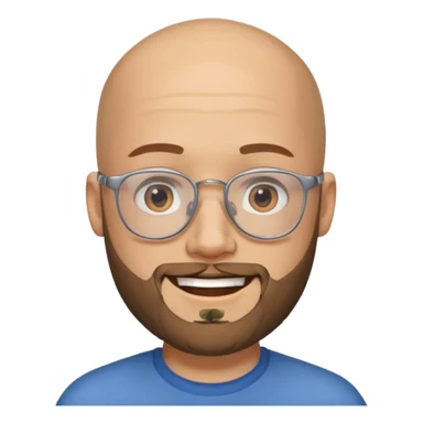 Quiero un emoji de un hombre pelado, con lentes y barba, pero que se vea joven sticker