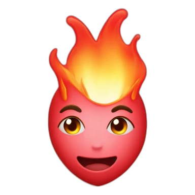 burning red heart with red flame sticker