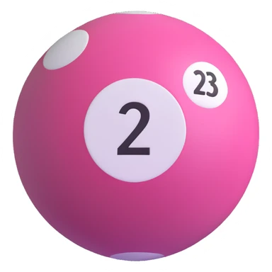pink billiard ball with the number 23 inside a white circle sticker