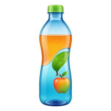 tall plastic bottle with built-in handle and screw cap, partially filled with vibrant-colored liquid (green, blue, or orange), slightly translucent body, smooth curves, clean utilitarian shape, no label, no mop, no surface, closed bottle, apple emoji style, soft lighting, subtle shadows, emoji scale sticker