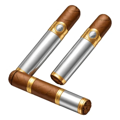 A luxury cigar emoji made of silver chrome, smooth metallic texture, minimal shape, glossy reflections, rich swag aesthetic, iOS emoji style, centered, clean white background sticker