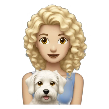 Blond woman with curly hair, blue eyed and her westie dog  sticker