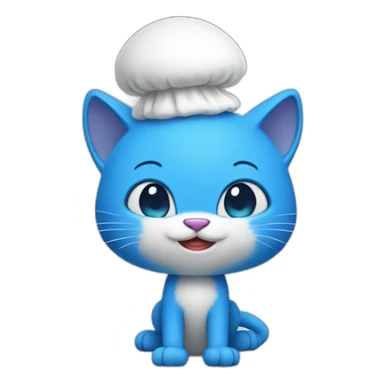 Blue cat Smurf wearing white mushroom as hat sticker