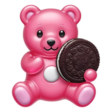 transparent pink gummy bear pink Oreo cookie kawaii sticker