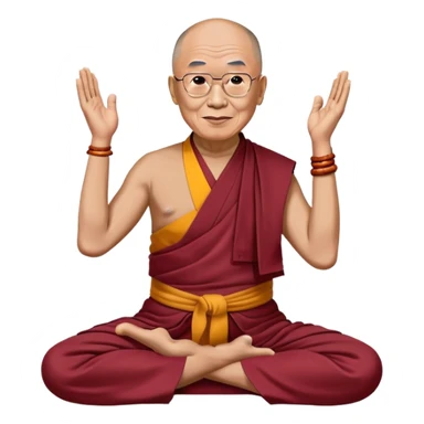 Dalai Lama in traditional robes doing yoga pose sticker
