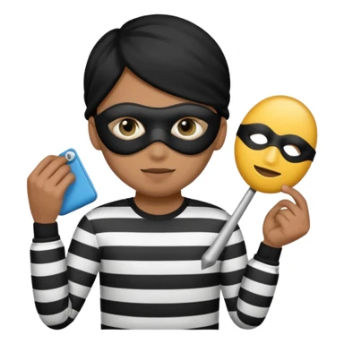 Thief emoji with striped black and white shirt eyemask and thief stuff sticker