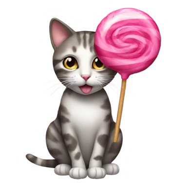a cat with a pink lollipop  sticker