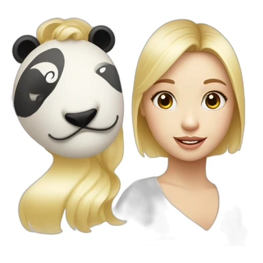 Een blond kind met een licht gele truiRed panda face sticker