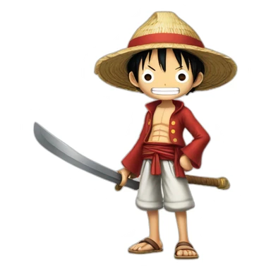 Tête de luffy sur un sabre sticker