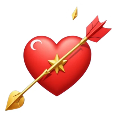 A red heart, crescent moon, and an arrow or comet streak flying across. 	•	Symbolizes “taking all the hearts” and “shooting the moon.” sticker