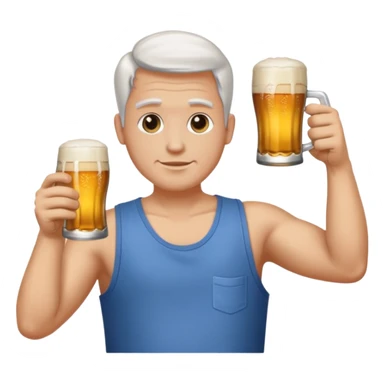 Emoji beauf avec un coupe de cheveux mulet accentué, un ventre vraiment rond, un débardeur et une bière dans la main sticker
