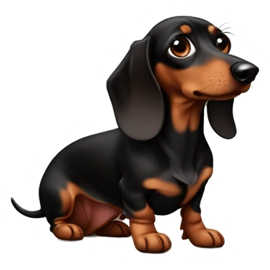 Frowning mini black and brown dachshund  sticker