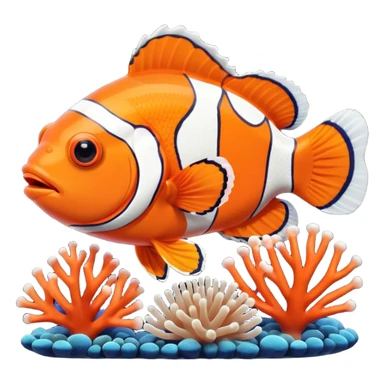 Clown fish with coral in an aquarium sticker