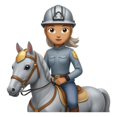A girl riding a rappel grey horse sticker