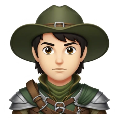 DnD Ranger head with dark hair and leathered skin sticker