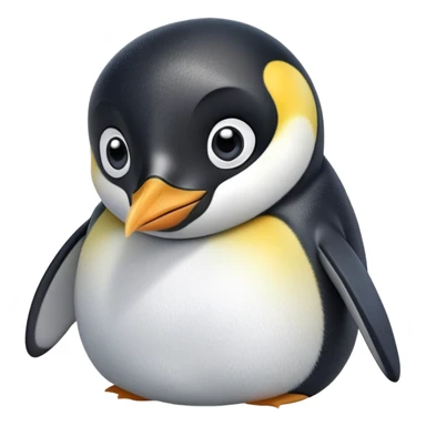 cinematic-cute-emperor-penguin-portrait-emoji,-head-tilted-playfully-and-inquisitively,-with-glossy,-pristine-plumage-accented-by-a-bright-beak-and-round,-sparkling-eyes-filled-with-curiosity,-simplified-yet-irresistibly-adorable-features zoomed into the face sticker