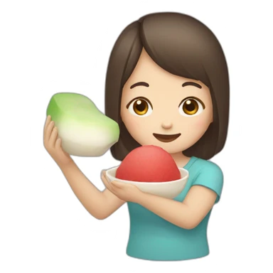 girl eat mochi sticker