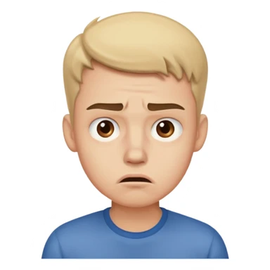make an emoji of a (young person it has to be like very very confused, disgusted, make the eyebrows very expressive, make the face like he was asking a quiesfion and not getting the answer he wants, male his face TIRED sticker
