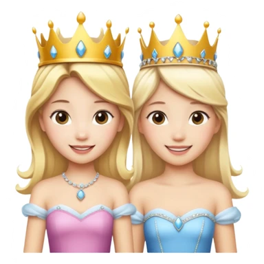 Asian girl and blonde white girl dressed as princesses sticker