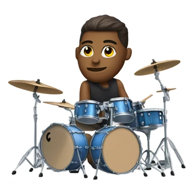 Side angle view of a Groove guardian drummer sitting on drumset with extra cymbals  sticker
