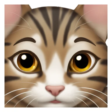 a tabby cat with a spot near its nose in the arms of a brunette with long hair and brown eyes sticker