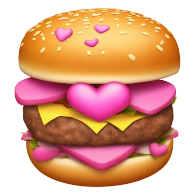 Burger with pink hearts around it  sticker