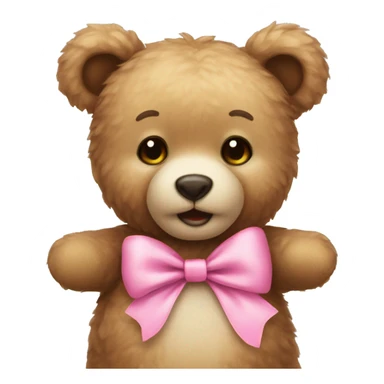 Teddy bear wearing a pink bow sticker