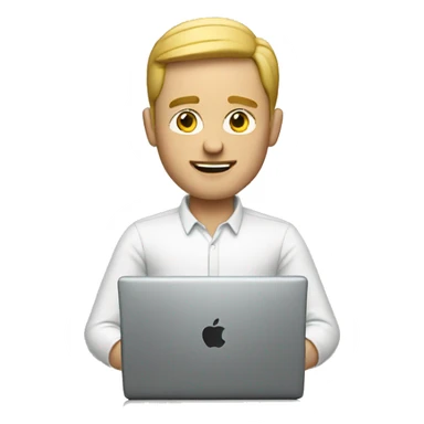 a white man with macbook sticker