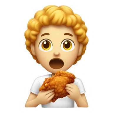 Person eating fried chicken sticker