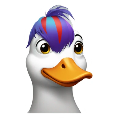 Goose wearing clown hair sticker