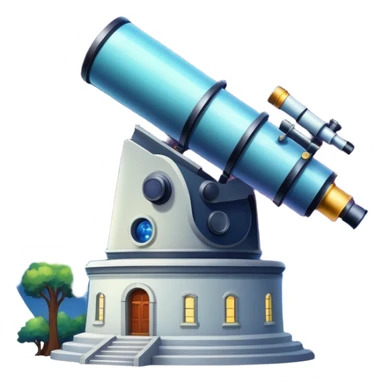 An icon featuring visible planets, distant stars, and galaxies, an observatory with a giant telescope, set against a starry sky, symbolizing the study of astronomy and celestial exploration. Transparent background highlights the wonder of the universe. sticker