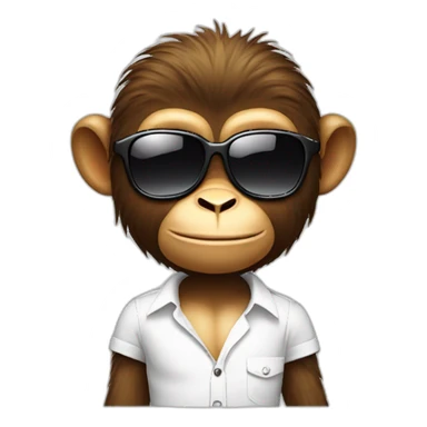 Little Monkey with sunglass and white shirt  sticker