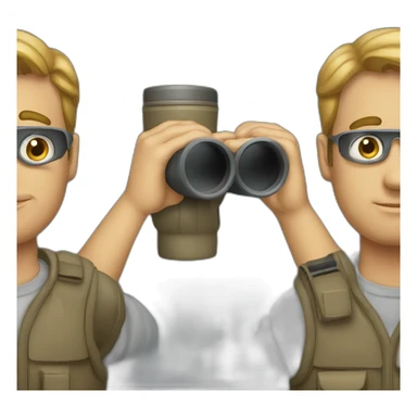 a man holding and looking through binoculars sticker