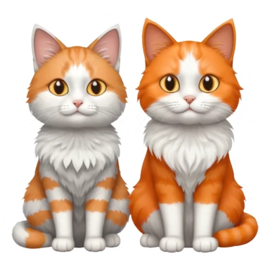 a realistic looking very fluffy grey and white cat with grey legs and white paws, sitting next to another cat sticker